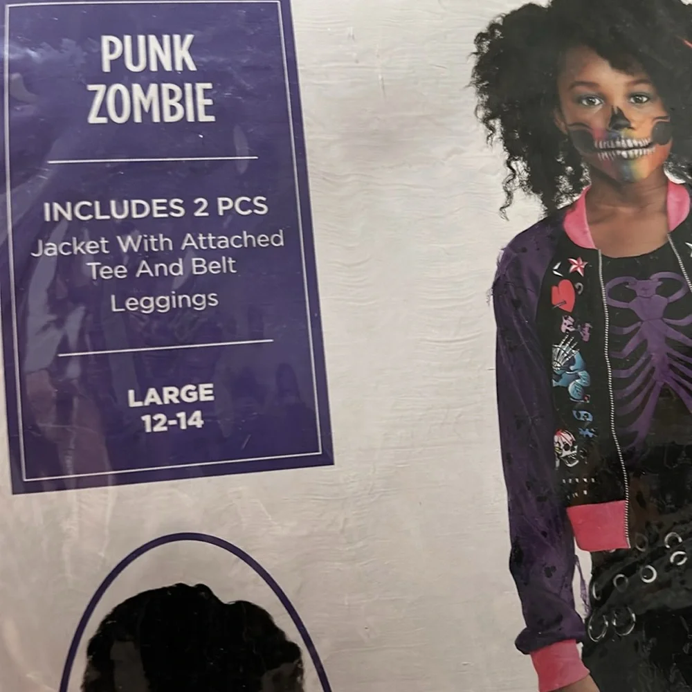 Punk Zombie Kids Costume - Purple and Pink